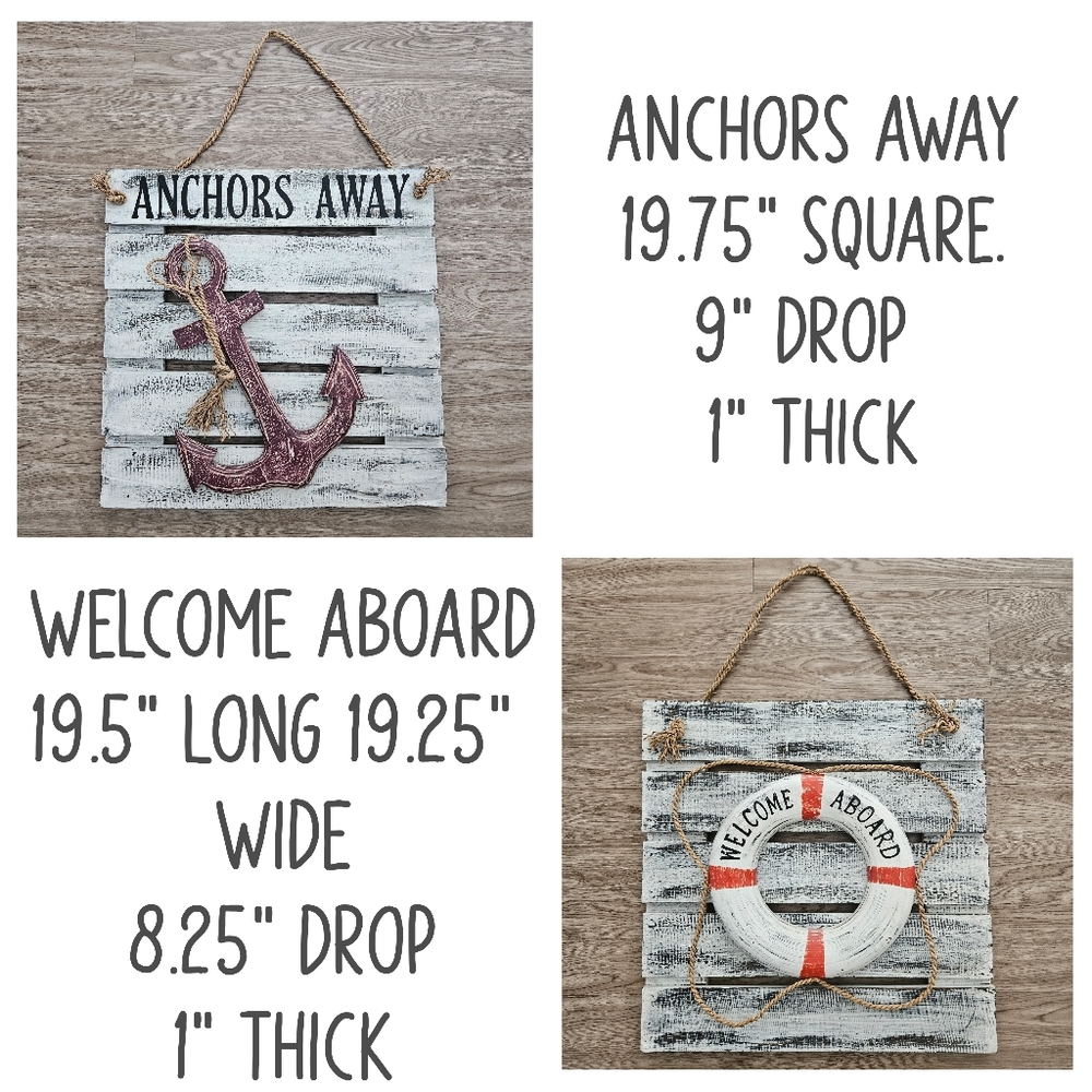 Set Of 2 Lightweight 3-D Nautical Wall Decor Signs